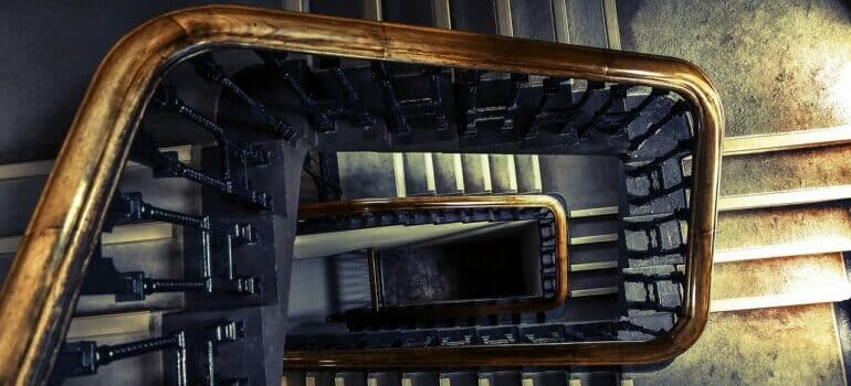 windy staircase that long distance movers Austin use for moving