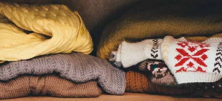 clothes in the shelves