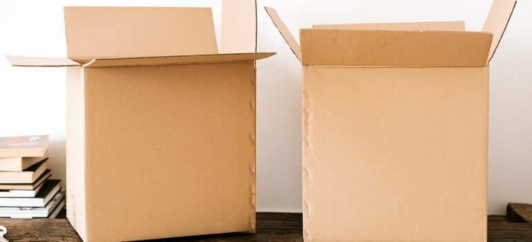 two cardboard moving boxes