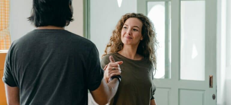 a girl shaking hands with special services Austin