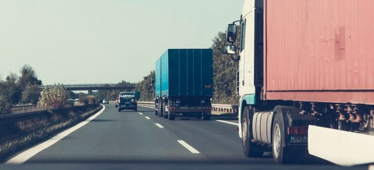moving trucks on the road