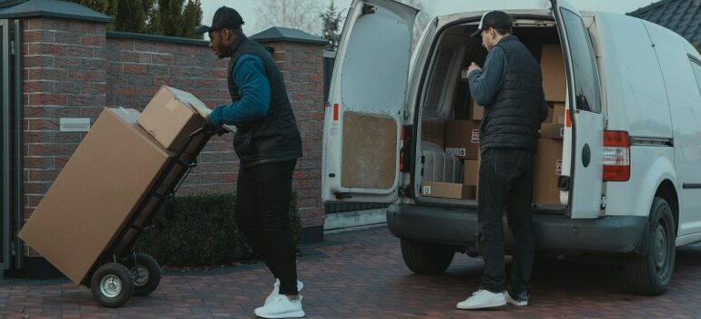 North Austin movers unloading a van
