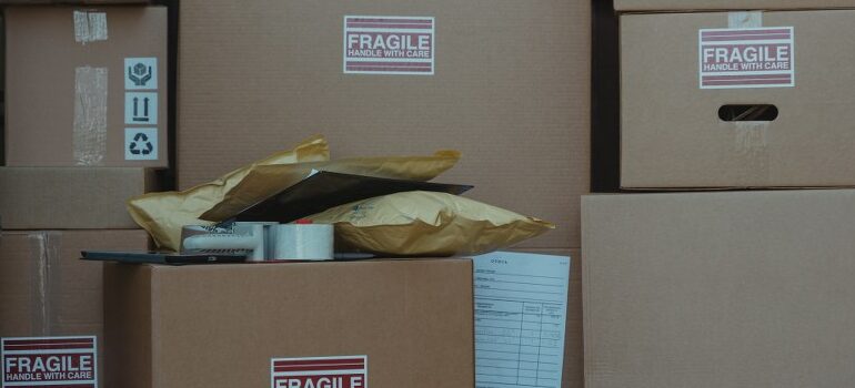 moving boxes and packing materials