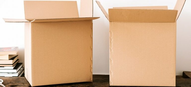 two cardboard moving boxes