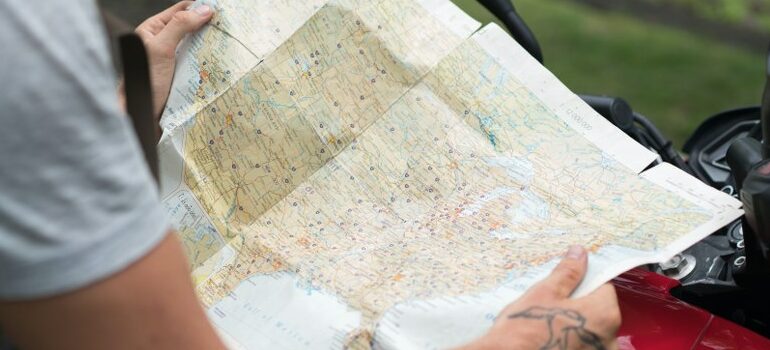 person looking at the map