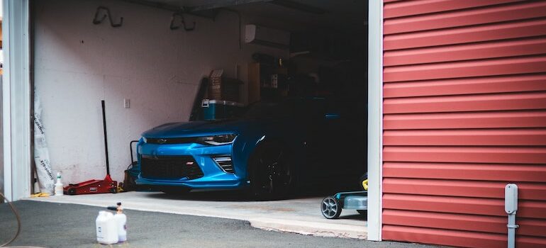 Garage with a car inside 