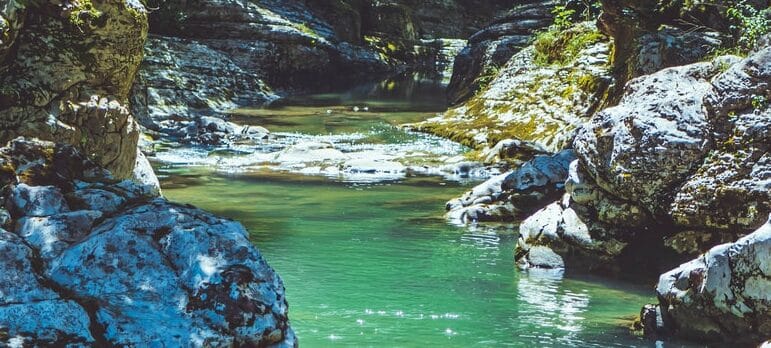 Creek rocks and a waterfall