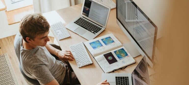 man prepares for moving IT equipment