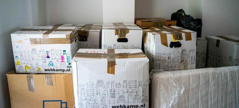 moving boxes packed for a South Austin relocation