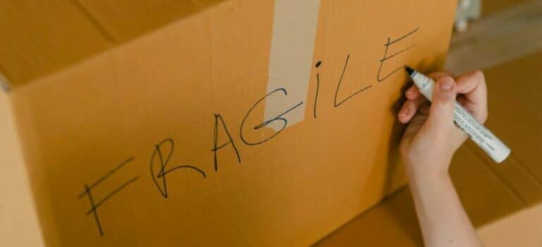 moving box labelled - fragile