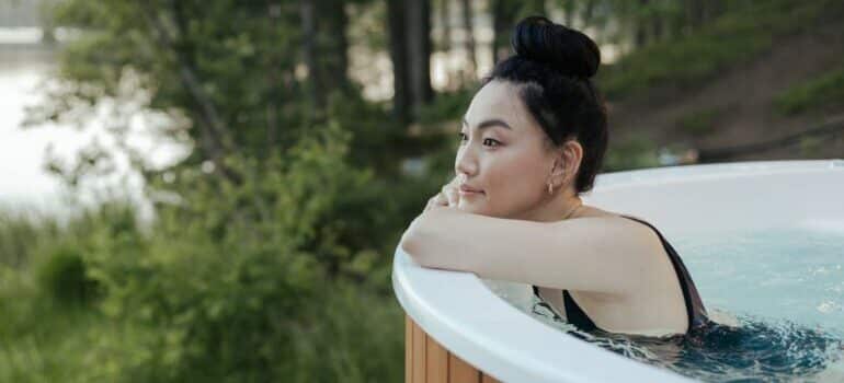 A picture of a woman in a hot tub