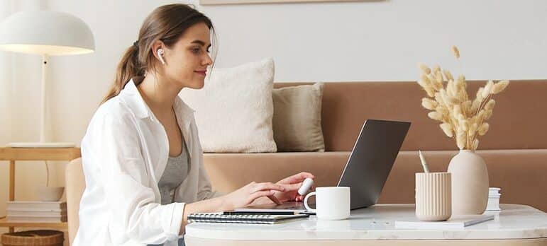 a woman browsing the advantages of short-term storage units