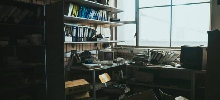 A cluttered office space