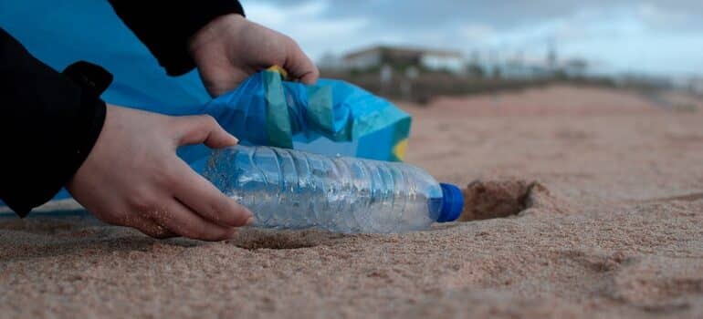 Plastic bottle in the sand