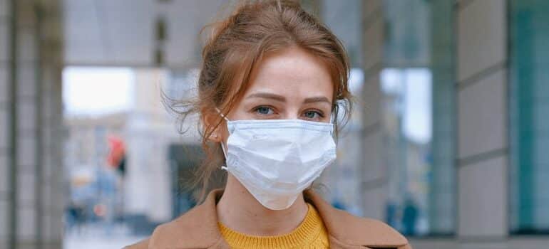 woman wearing a mask