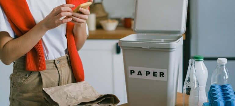 Woman about to pack liquids for moving