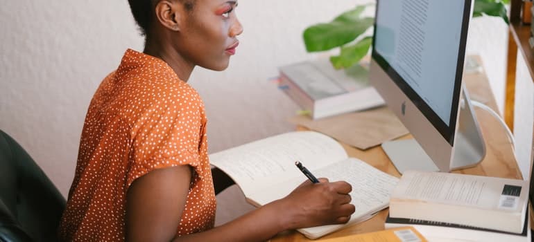 person reading reviews