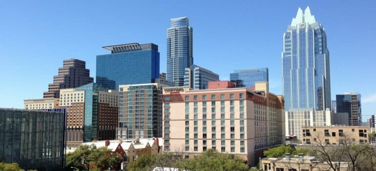 a view of some of the tallest buildings in Austin, Texas that one might search when wanting to find an apartment in Austin