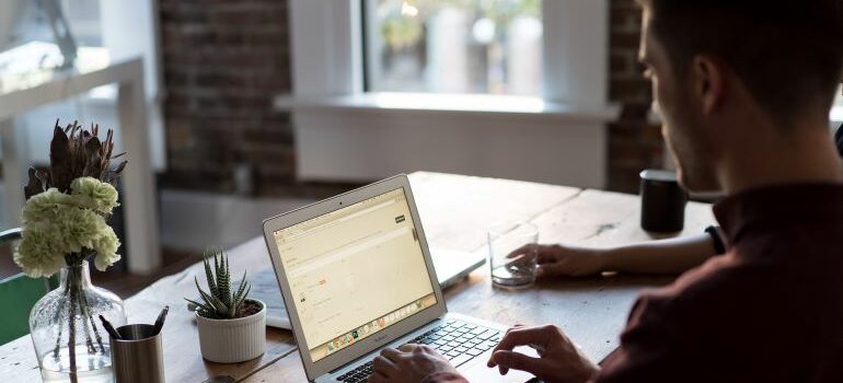 man working on a laptop