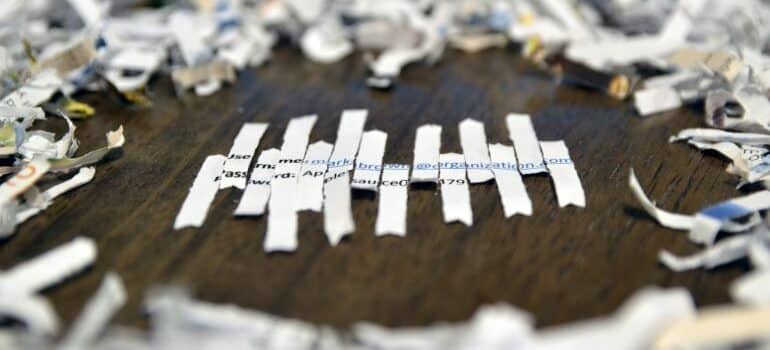 Documents shredded for the purpose of protecting your personal information during a move.