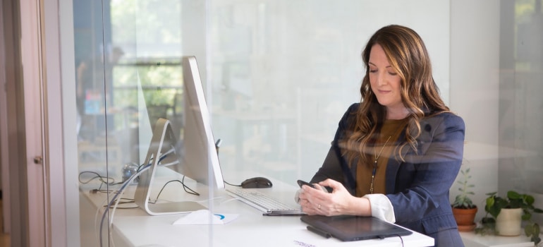a girl reading her phone