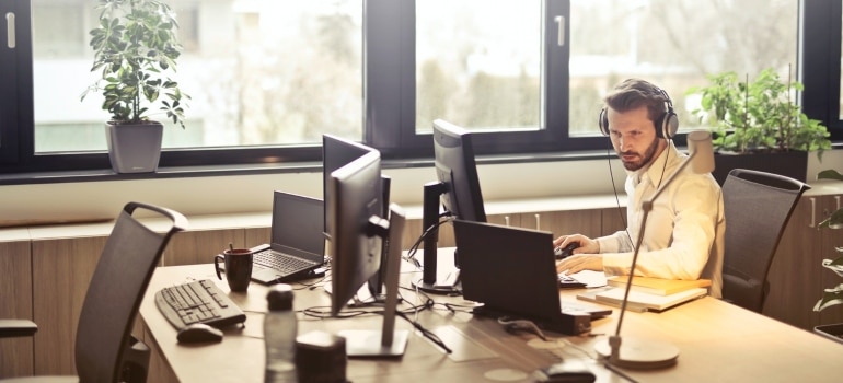 A call center employee