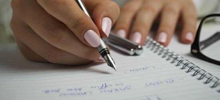 When you're packing and don't know where to start write down everything you need to do in a notebook so you don't forget something