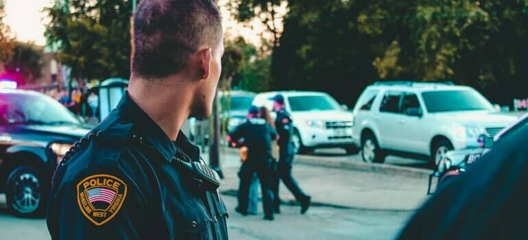 A policeman wearing a uniform