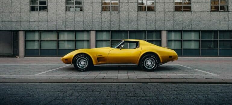 yellow car on parking