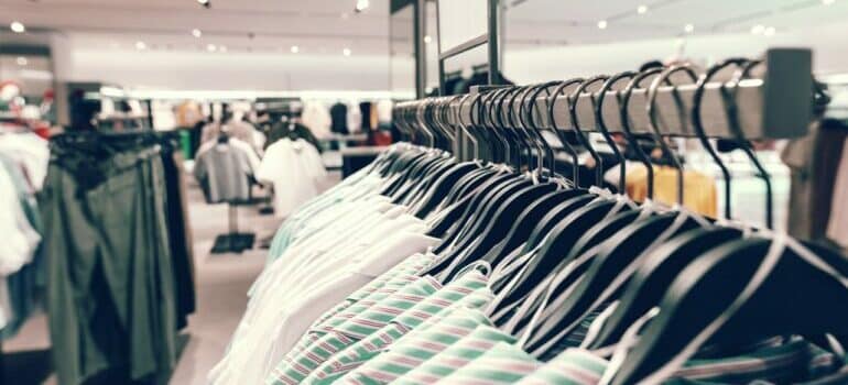 close-up photo of hanged clothes