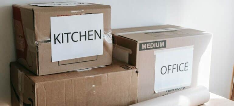 Labeled boxes for moving