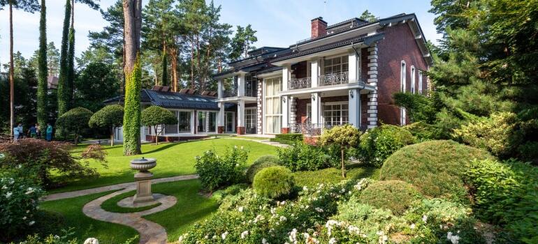 A home with a yard outside