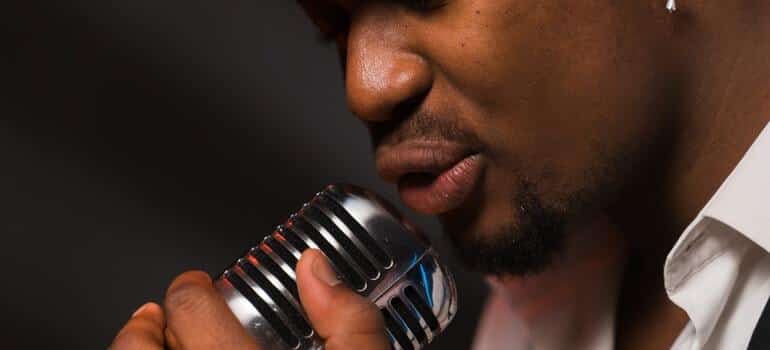 A musician singing