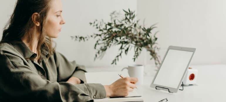 a woman browsing online