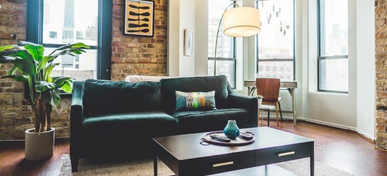 a bright room with furniture