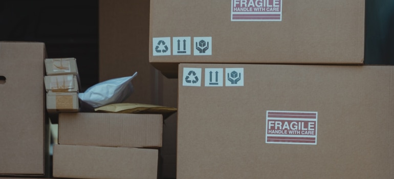 student storage unit with boxes