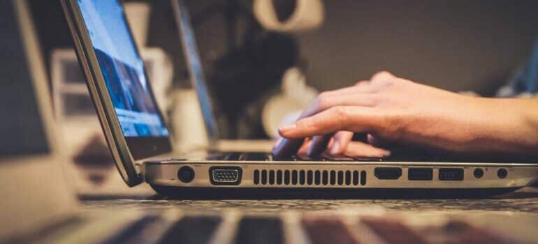 Person working on a laptop