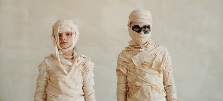 Kids in mummy costume