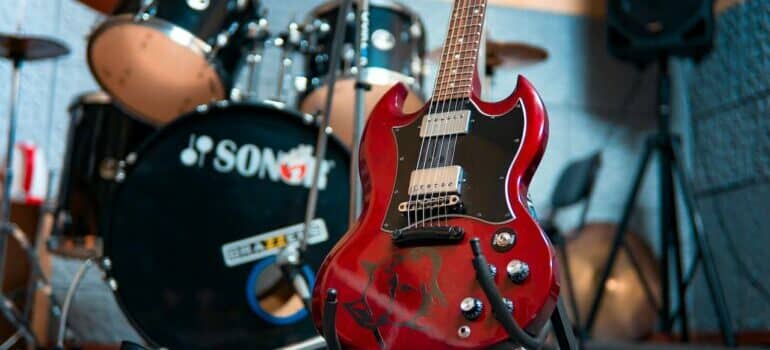 Music instruments in a studio