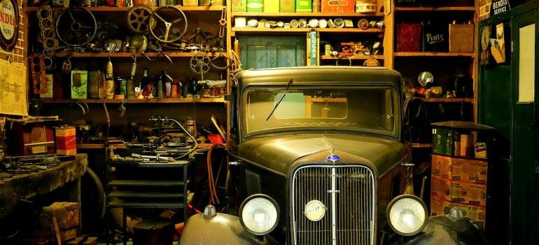 extreme clutter in a garage