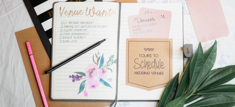 an event planner on the table