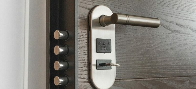 Safety lock on an climate controlled storage unit