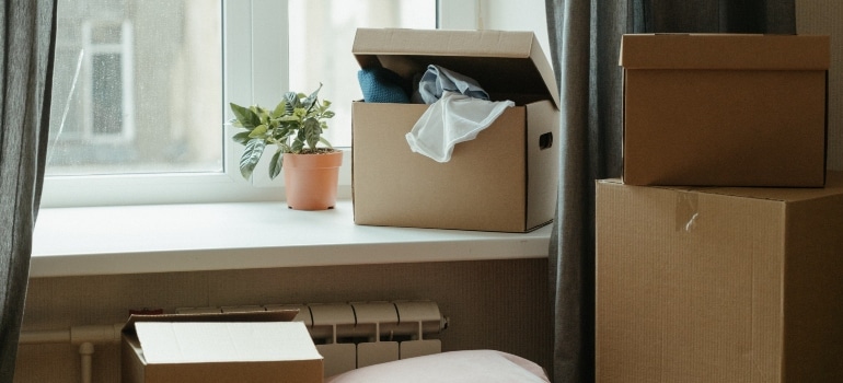 box filled with clothes