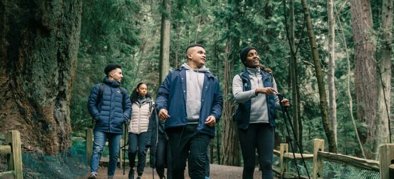 People on a hike talking about hiking trails in Austin to explore