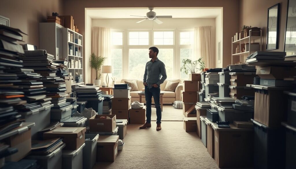 Preparing for a move through decluttering and organizing items